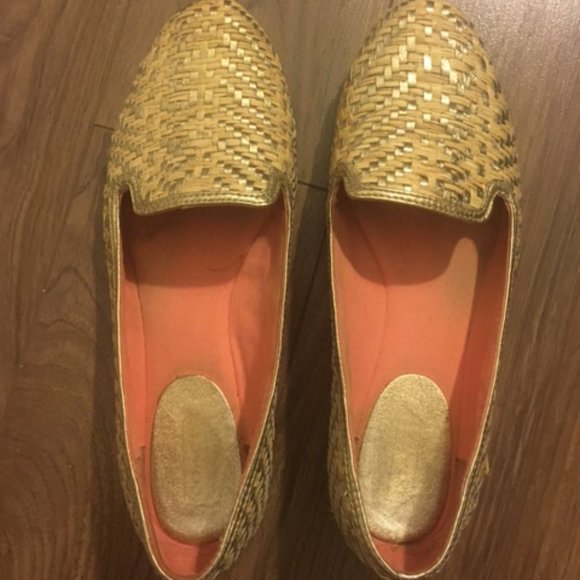 Coach Woven Straw and Gold Loafer - Picture 1 of 8